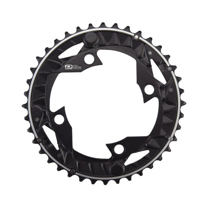 Plato exterior SHIMANO DEORE M612 de 10 velocidades para triple plato, 4 orificios, 96 mm — vista del plato sobre fondo blanco
