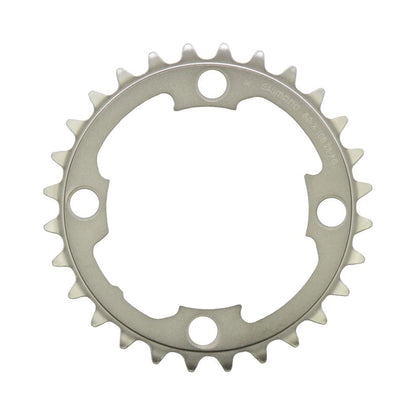 Plato interior SHIMANO XTR M985 de 10 velocidades, 4 orificios, 88 mm — vista del plato sobre fondo blanco
