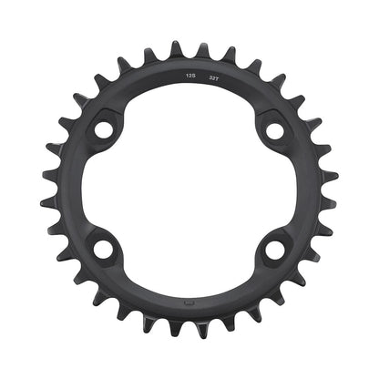 Plato único SHIMANO FC-MT610 de 12 velocidades y 4 tornillos — vista del plato sobre fondo blanco