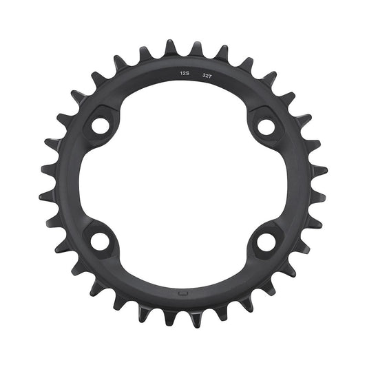 Plato único SHIMANO FC-MT610 de 12 velocidades y 4 tornillos — vista del plato sobre fondo blanco