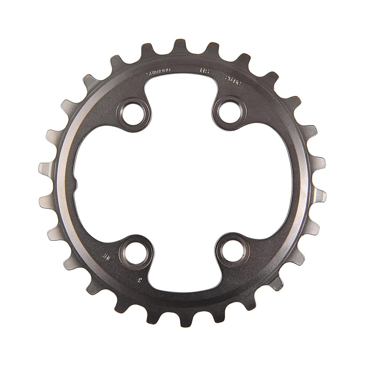 Plato interior SHIMANO XT M8000 de 11 velocidades para doble plato, 4 tornillos, 64 mm — vista del plato sobre fondo blanco