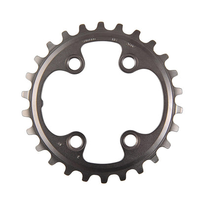 Plato interior SHIMANO XT M8000 de 11 velocidades para doble plato, 4 tornillos, 64 mm — vista del plato sobre fondo blanco