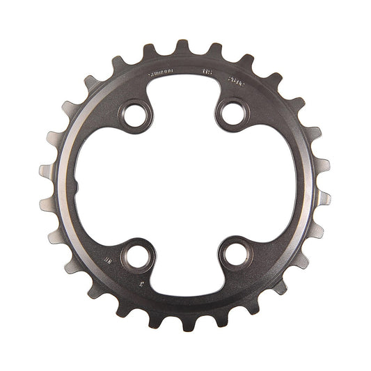 Plato interior SHIMANO XT M8000 de 11 velocidades para doble plato, 4 tornillos, 64 mm — vista del plato sobre fondo blanco