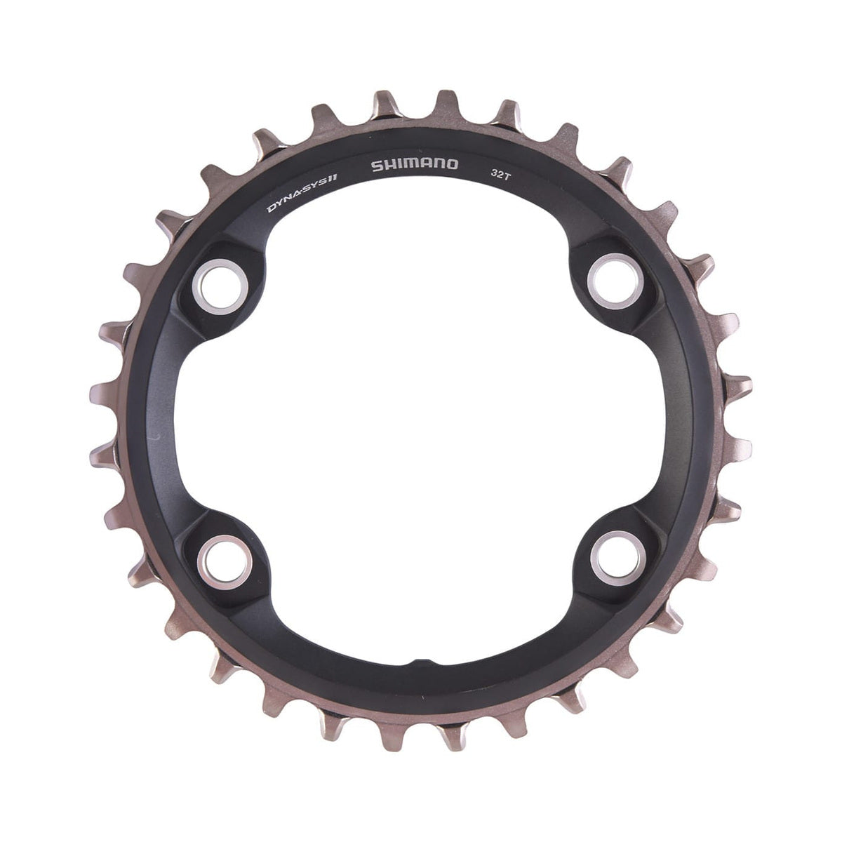 Plato único SHIMANO SLX M7000 de 11 velocidades, 4 tornillos, 96 mm — vista del plato sobre fondo blanco