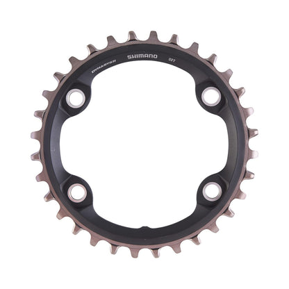 Plato único SHIMANO SLX M7000 de 11 velocidades, 4 tornillos, 96 mm — vista del plato sobre fondo blanco