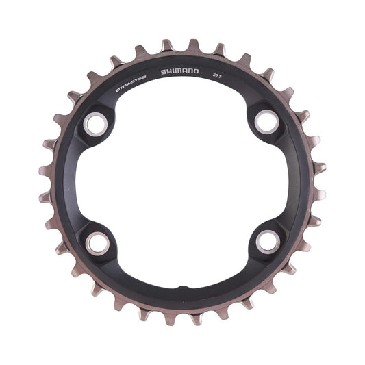 Plato único SHIMANO SLX M7000 de 11 velocidades, 4 tornillos, 96 mm — vista del plato sobre fondo blanco