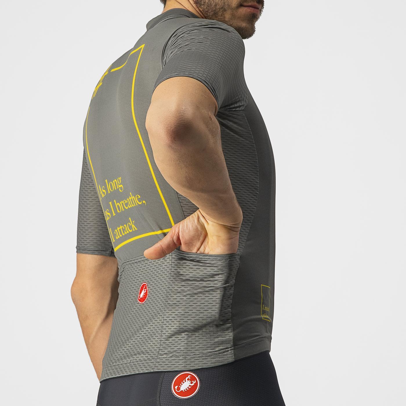 Maillot de manga corta CASTELLI BREATHE ATTACK Gris/Verde