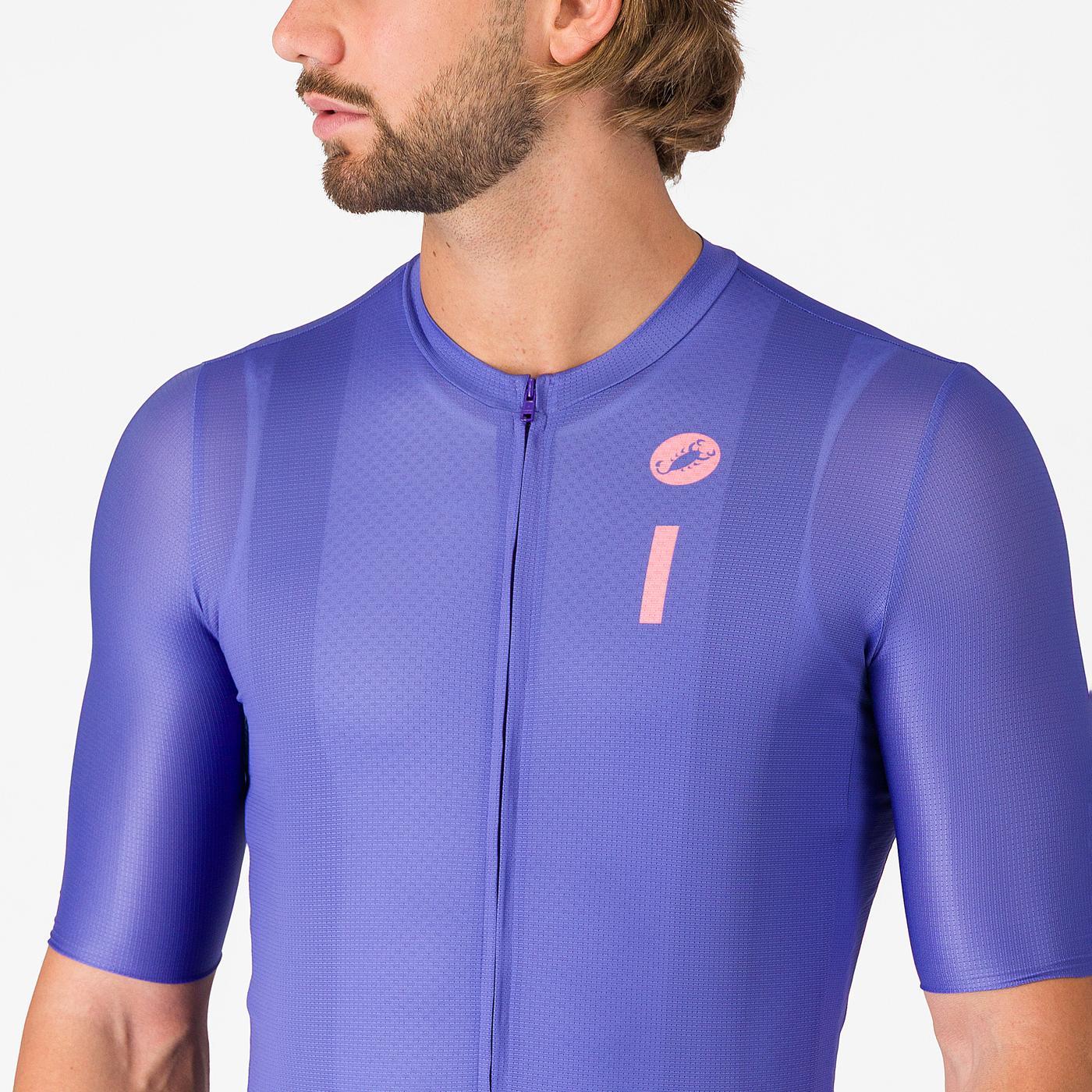 Maillot de manga corta CASTELLI DRITTONE LOGO Morado