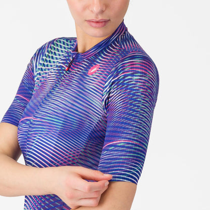Maillot CASTELLI COSMIC VORTEX Mujer Mangas Cortas Violeta