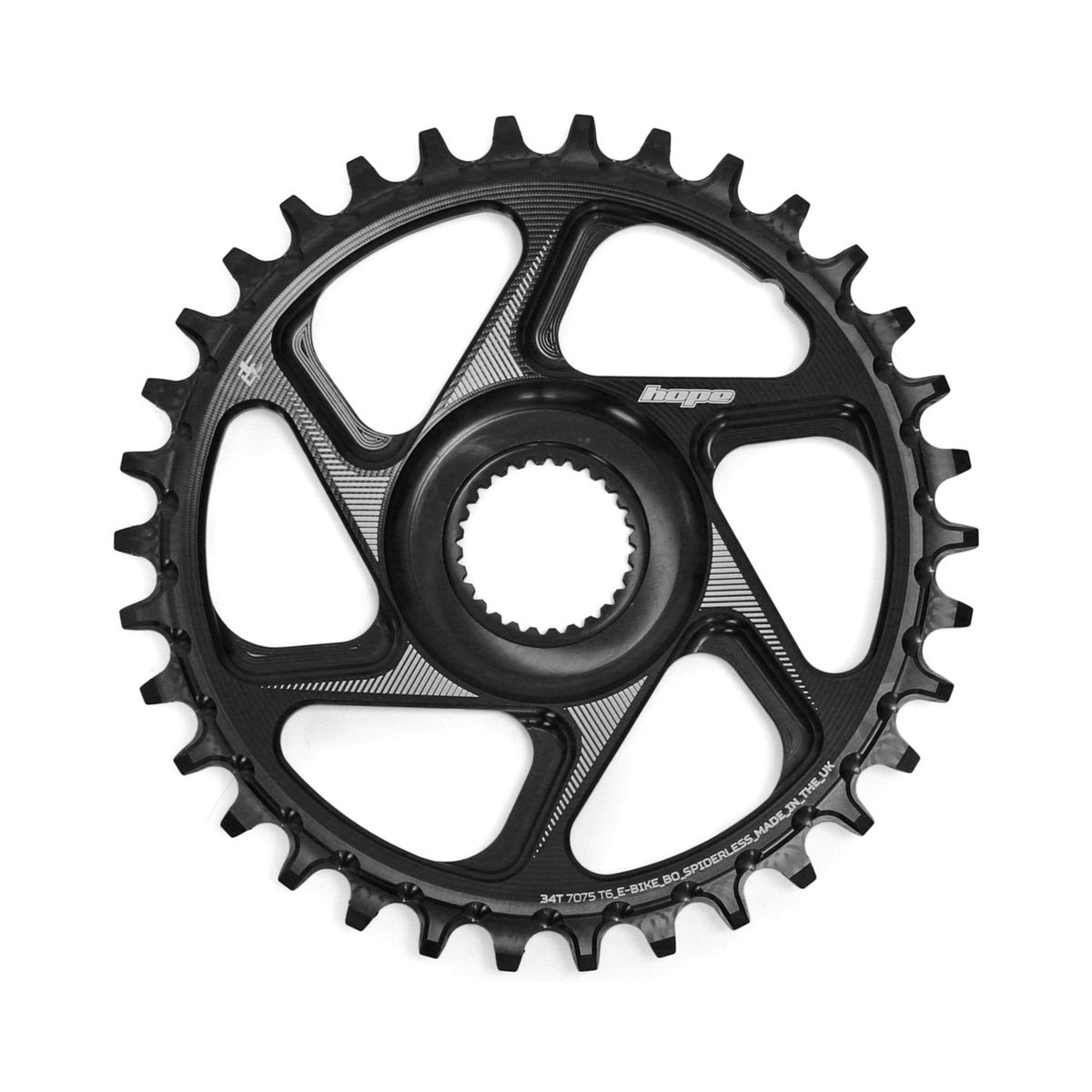 Plato único HOPE R22 9/10/11/12 velocidades de montaje directo para bicicleta eléctrica BOSCH, negro — vista del plato sobre fondo blanco