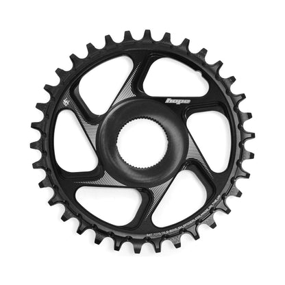Plato único HOPE R22 9/10/11/12 velocidades de montaje directo para bicicleta eléctrica SHIMANO, negro — vista del plato sobre fondo blanco