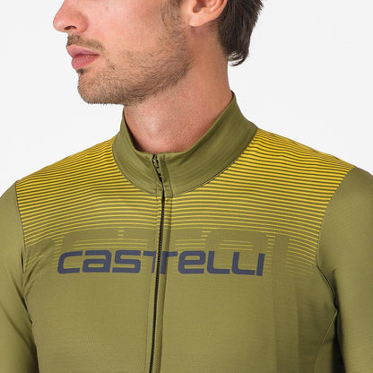 Maillot CASTELLLI APICE THERMAL Mangas Largas Azul/Mango Mojito