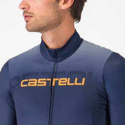 Maillot CASTELLLI APICE THERMAL Manga Larga Azul/Naranja