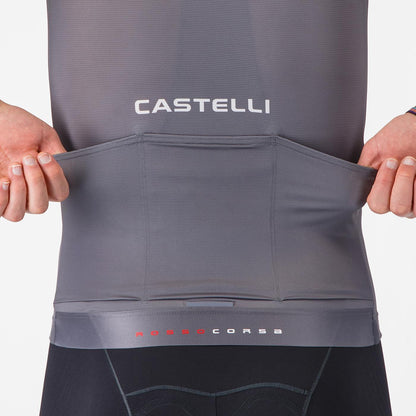 Maillot CASTELLI AERO RACE 8S Manga Corta Gris