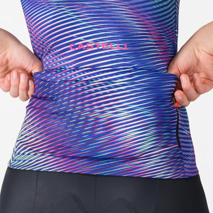 Maillot CASTELLI COSMIC VORTEX Mujer Mangas Cortas Violeta