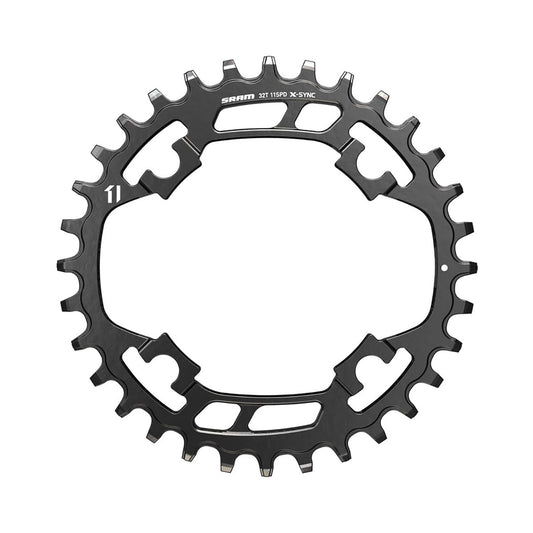 Plato único SRAM X-SYNC de 11 velocidades, 4 tornillos, 94 mm, acero negro — vista del plato sobre fondo blanco
