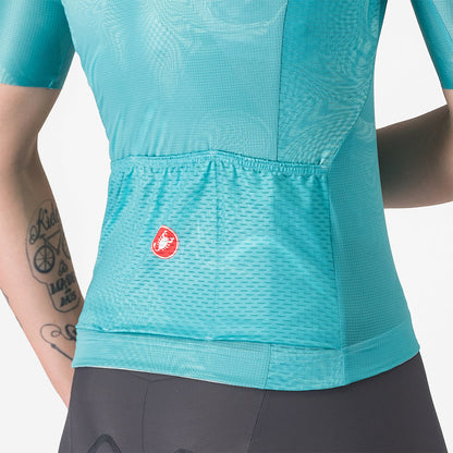 Maillot CASTELLI FANTASIA Mujer Mangas Cortas Turquesa