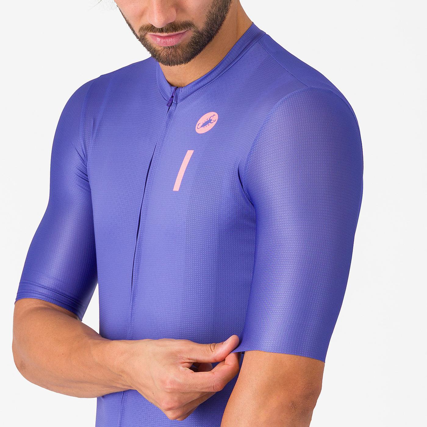 Maillot de manga corta CASTELLI DRITTONE LOGO Morado
