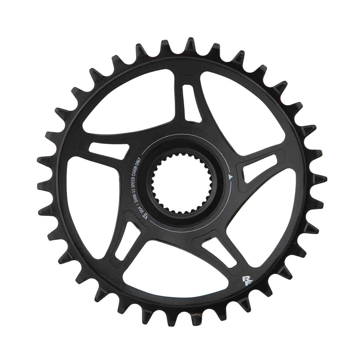 Plato único RACE FACE para BOSCH de 12 velocidades, montaje directo, 55 mm — vista del plato sobre fondo blanco