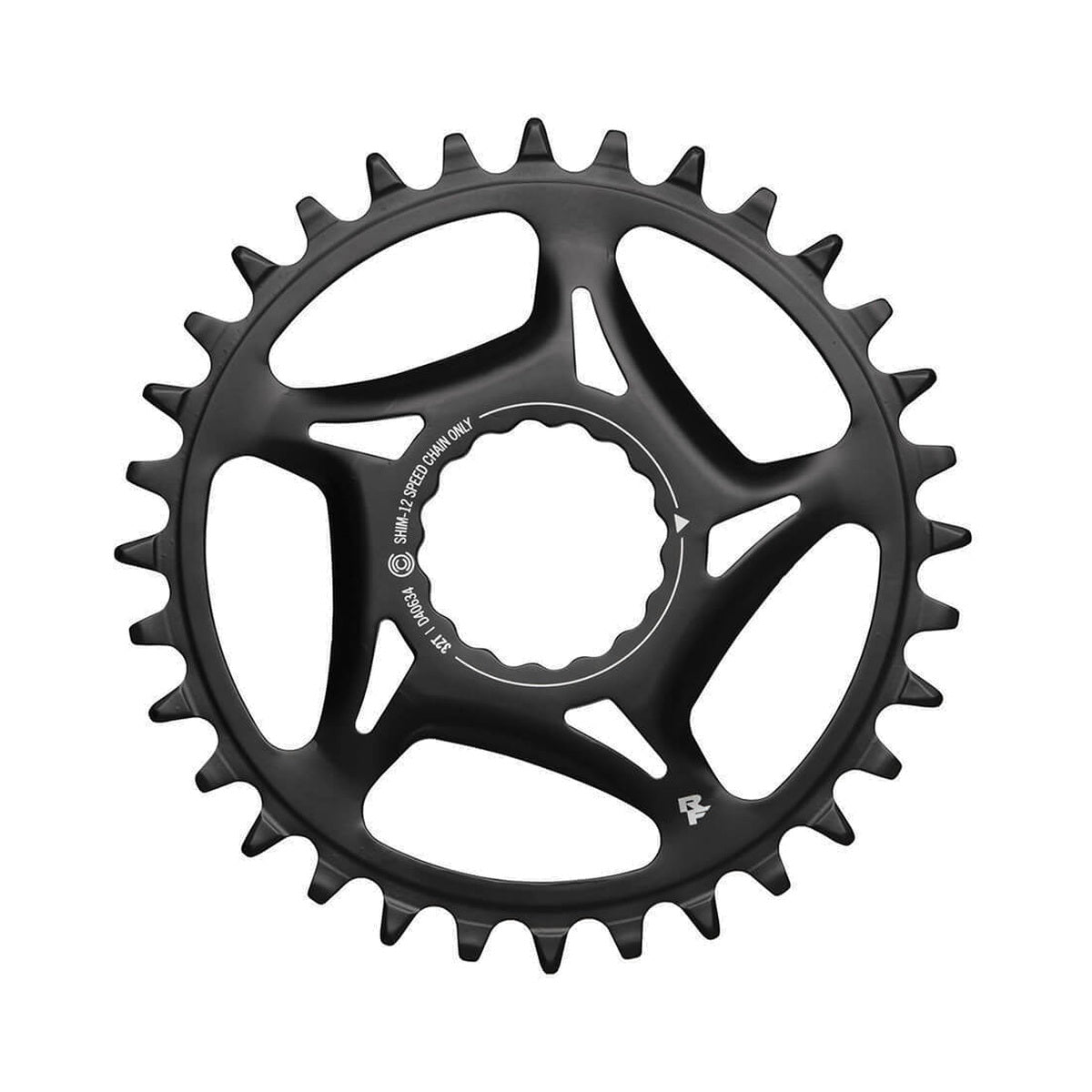 Plato monoplato RACE FACE SHIMANO CINCH de 12 velocidades, montaje directo — vista del plato sobre fondo blanco