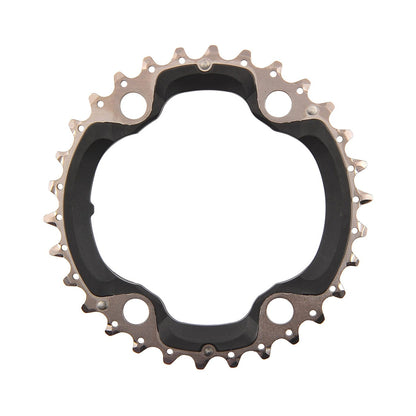 Plato intermedio SHIMANO XT M8000 de 11 velocidades para triple plato, 96 mm — vista del plato sobre fondo blanco