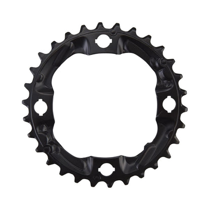 Plato intermedio/exterior SHIMANO ALIVIO M4000 de 9 velocidades, 4 agujeros, 96 mm — vista del plato sobre fondo blanco