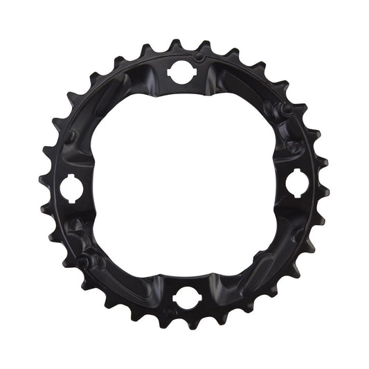 Plato intermedio/exterior SHIMANO ALIVIO M4000 de 9 velocidades, 4 agujeros, 96 mm — vista del plato sobre fondo blanco