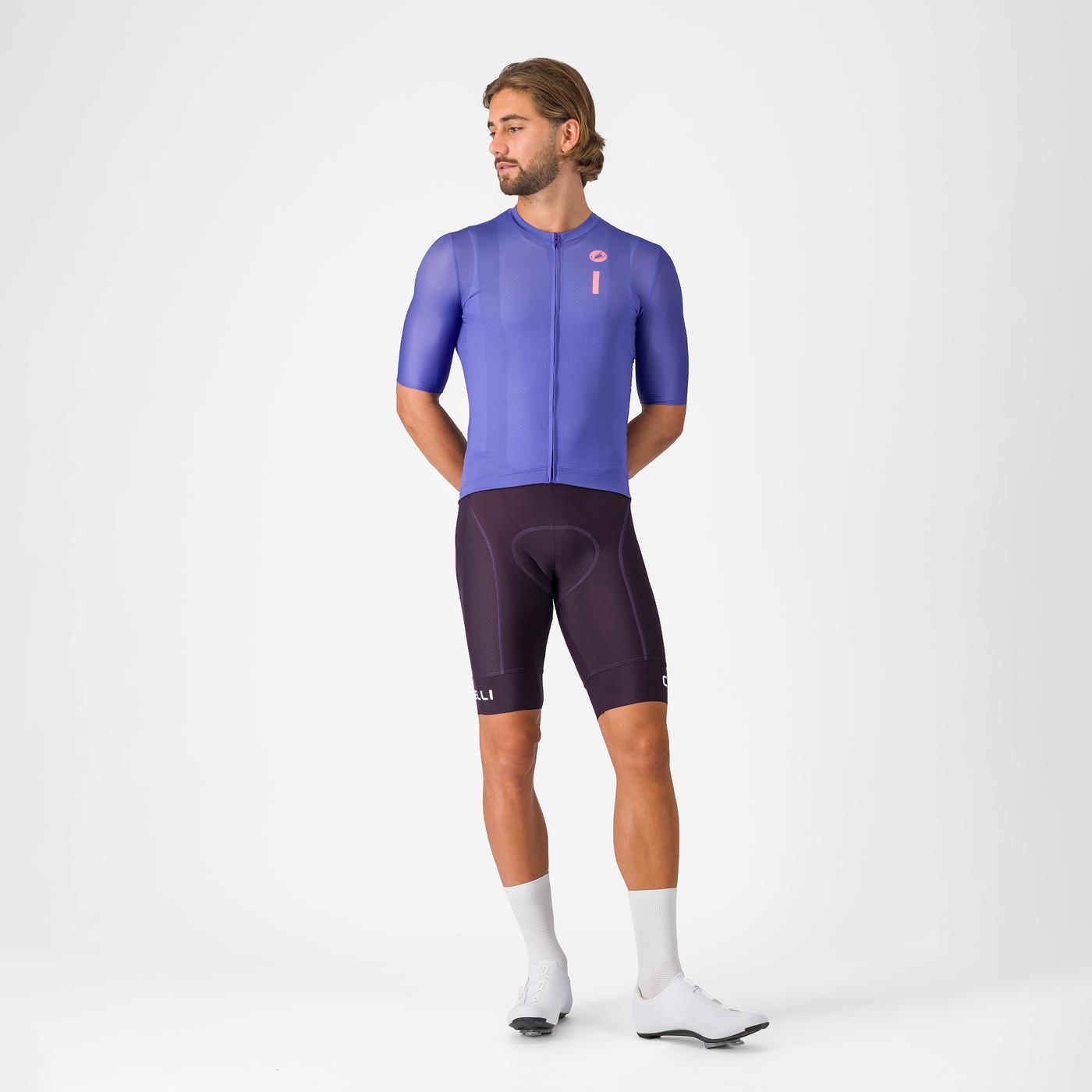 Maillot de manga corta CASTELLI DRITTONE LOGO Morado