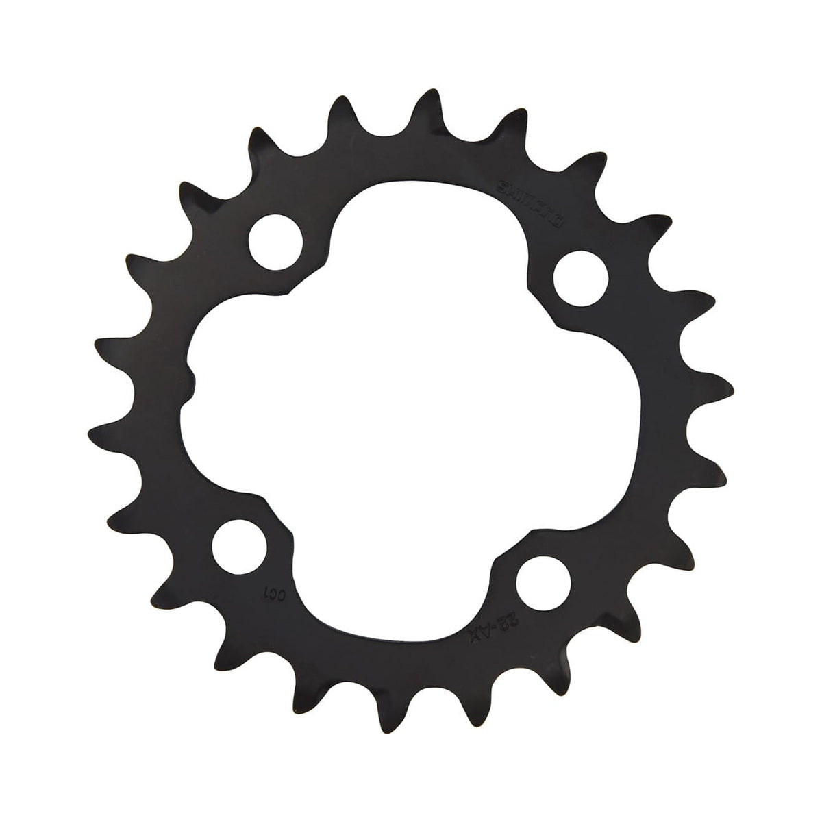 Plato interior SHIMANO ALIVIO M4050 de 9 velocidades, 4 agujeros, 64 mm — vista del plato sobre fondo blanco