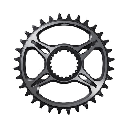 Plato monoplato SHIMANO XTR M9100/M9120/M9125 SM-CRM95 de 12 velocidades, montaje directo — vista del plato sobre fondo blanco