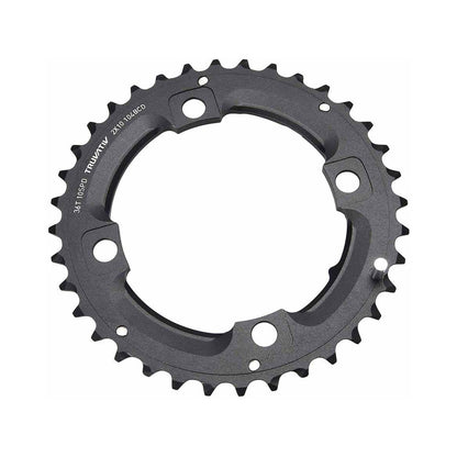 Plato exterior SRAM MTB 104BCD de 10 velocidades, 4 agujeros, 104 mm, pasador largo — vista del plato sobre fondo blanco