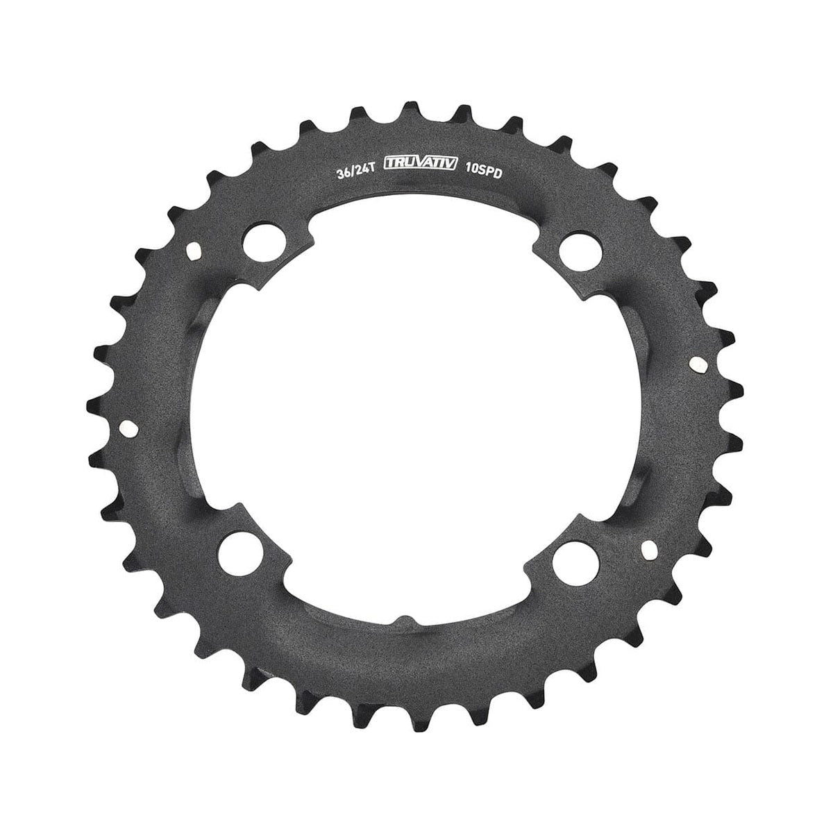 Plato exterior SRAM MTB 104BCD SPECIALIZED de 10 velocidades, 4 agujeros, 104 mm — vista del plato sobre fondo blanco