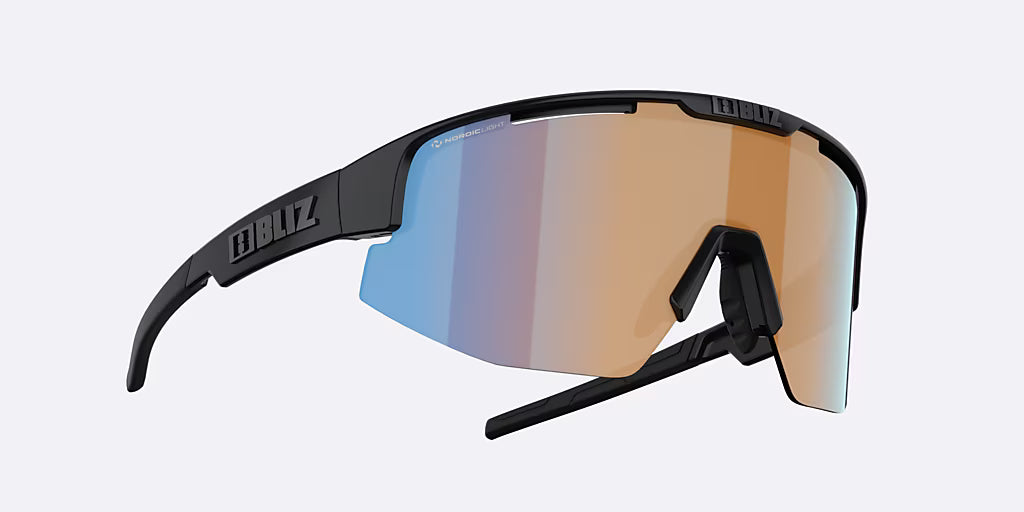 Gafas BLIZ MATRIX Negro Mate Coral/Naranja Lente Azul Iridium