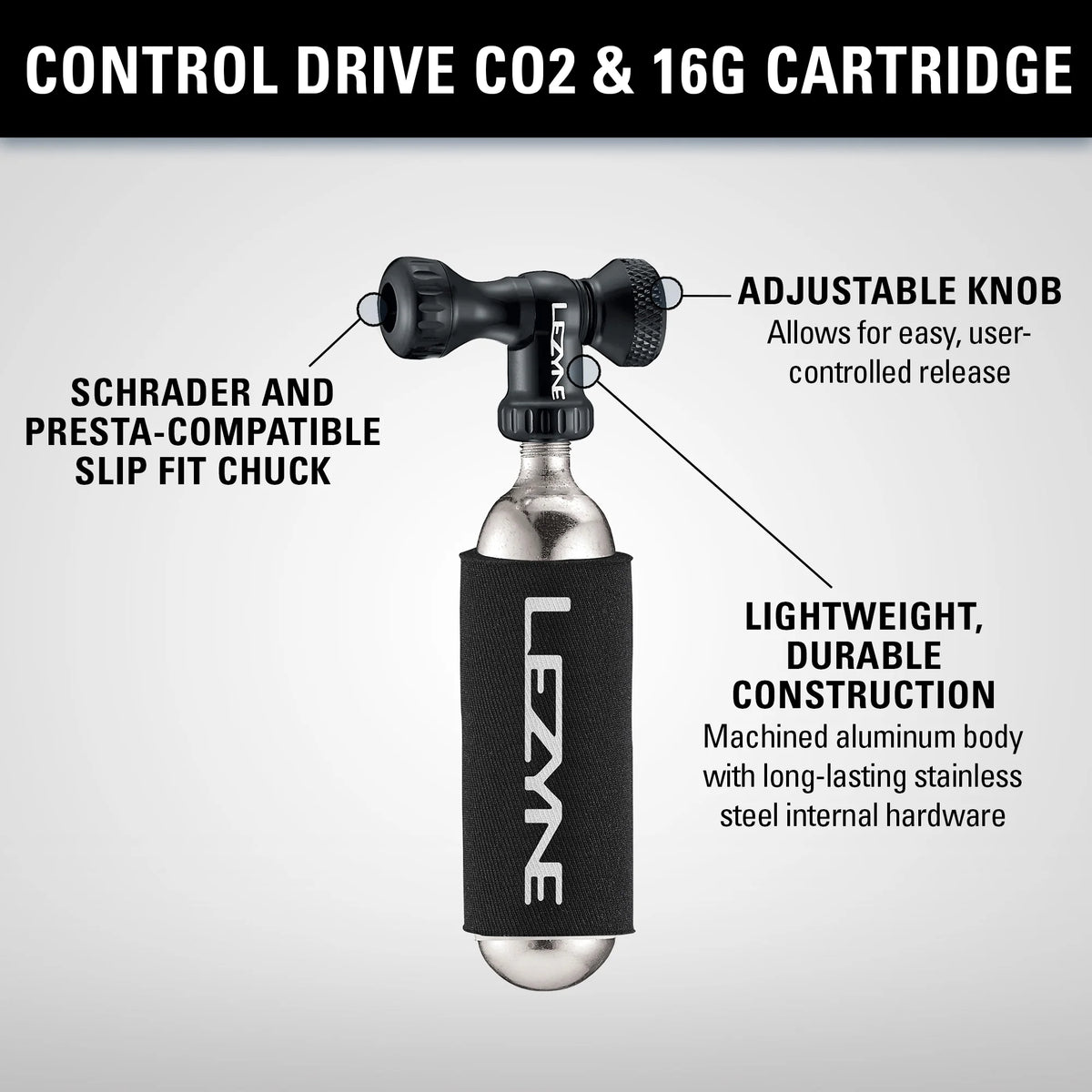 Cabezal de inflado de CO2 LEZYNE CONTROL DRIVE CO2 rojo