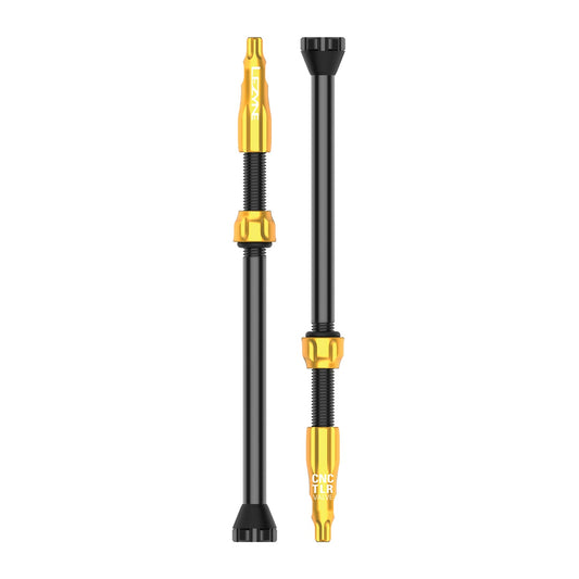 Pack de 2 válvulas tubeless LEZYNE CNC de 80 mm doradas