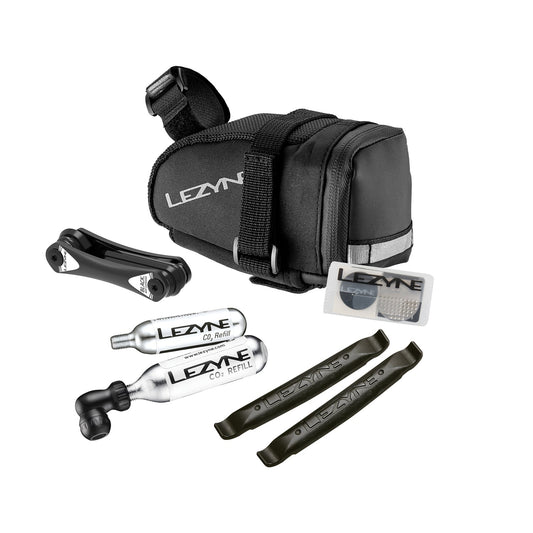 Bolsa de sillín LEZYNE Caddy negra con kit de CO2