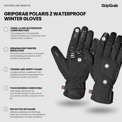 Guantes GRIPGRAB POLARIS 2 WATERPROOF WINTER negros