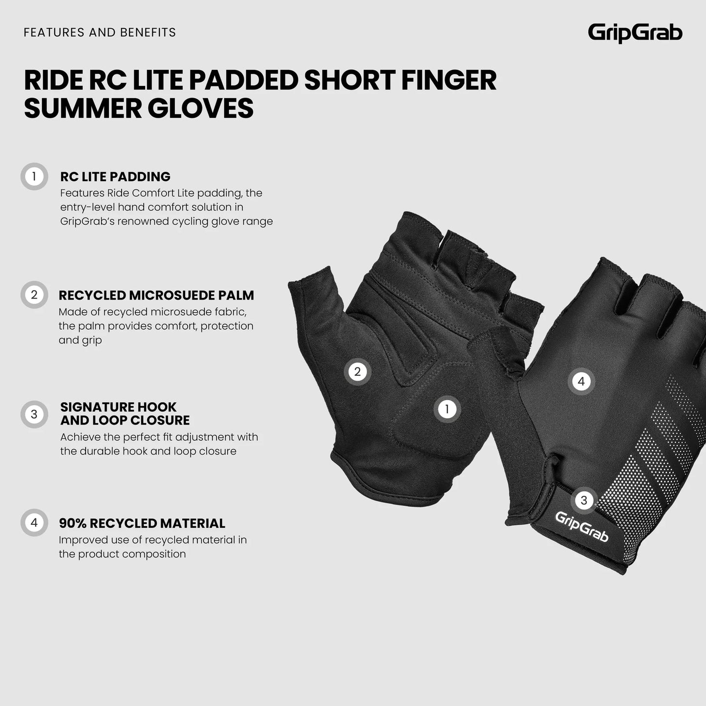 GRIPGRAB RIDE LITE Guantes Cortos Negro