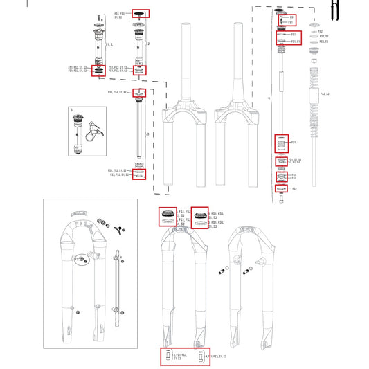 Kit completo de juntas ROCKSHOX SOLO AIR para horquilla #11.4018.056.000