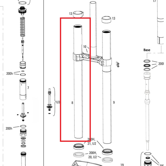 Plunge recto ROCKSHOX 38MM BOXXER D1+(2024+) Negro
