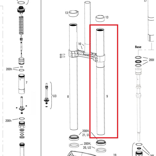 Plunge izquierdo ROCKSHOX 38MM BOXXER D1+(2024+) Negro