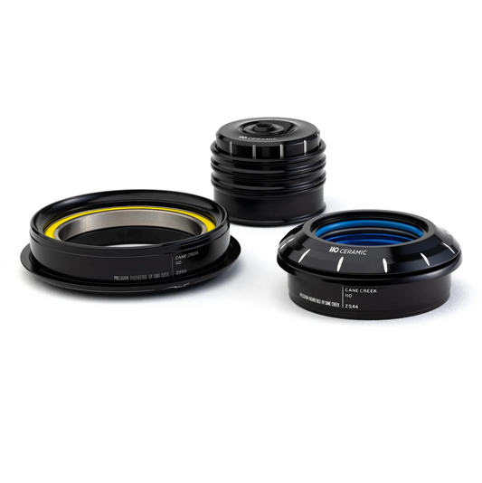 CANE CREEK 110 Juego de dirección cónico de cerámica, 1 1/8"-1.5", ZS44/28.6/H8 | ZS56/40, negro/plateado