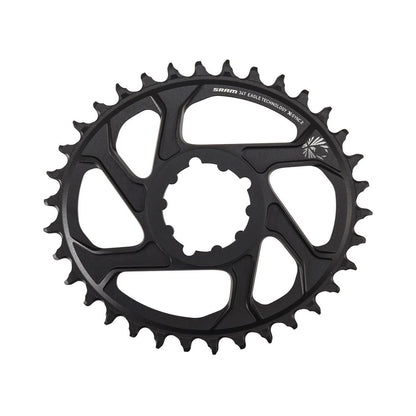 Plato ovalado monoplato SRAM EAGLE X-SYNC2 de 12 velocidades, montaje directo, desplazamiento de 6 mm — vista del plato sobre fondo blanco