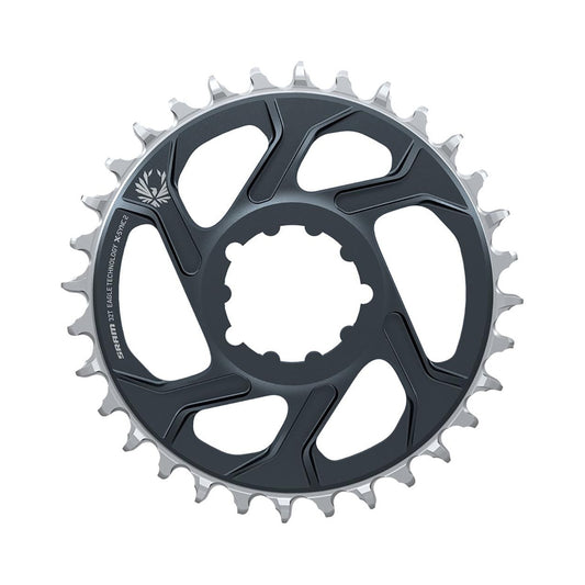 Plato monoplato SRAM X-SYNC 2 EAGLE de 12 velocidades, montaje directo, desplazamiento de 4 mm, gris lunar — vista del plato sobre fondo blanco
