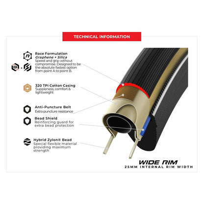 Cubierta VITTORIA CORSA PRO WIDE Grafeno G2.0 Tubeless Ready Beige
