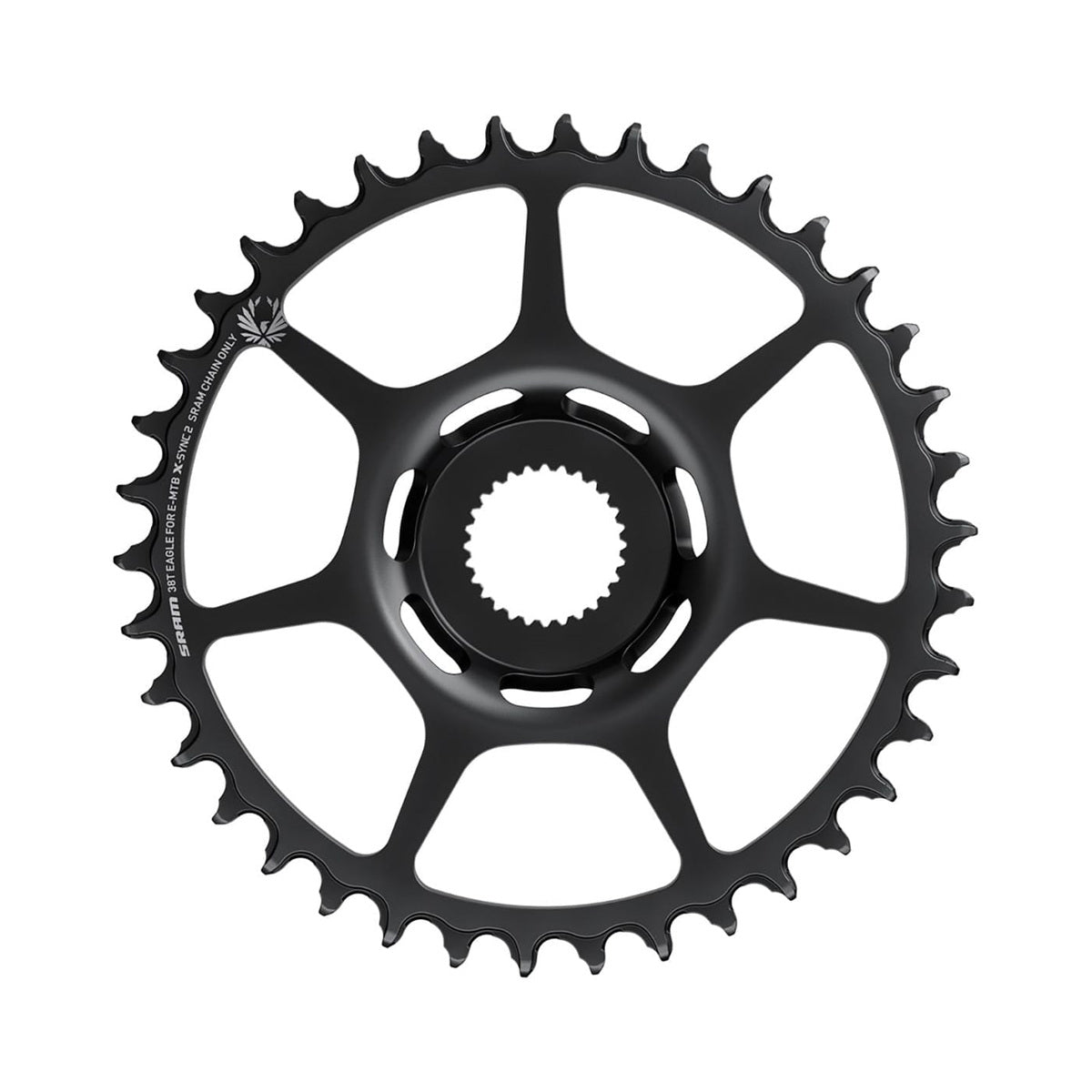 Plato monoplato para bicicleta eléctrica SRAM X-SYNC 2 EAGLE BOSCH GEN4 de 11/12 velocidades, montaje directo Boost, acero — vista del plato sobre fondo blanco