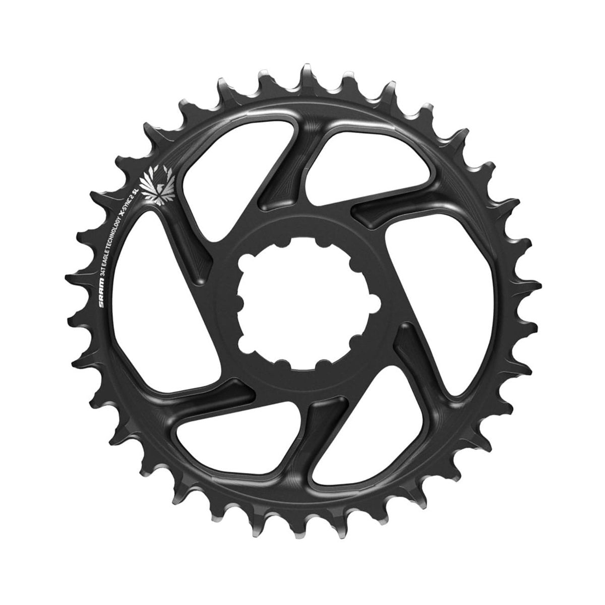 Plato monoplato SRAM EAGLE X-SYNC 2 SL BOOST de 12 velocidades, montaje directo, desplazamiento de 3 mm — vista del plato sobre fondo blanco