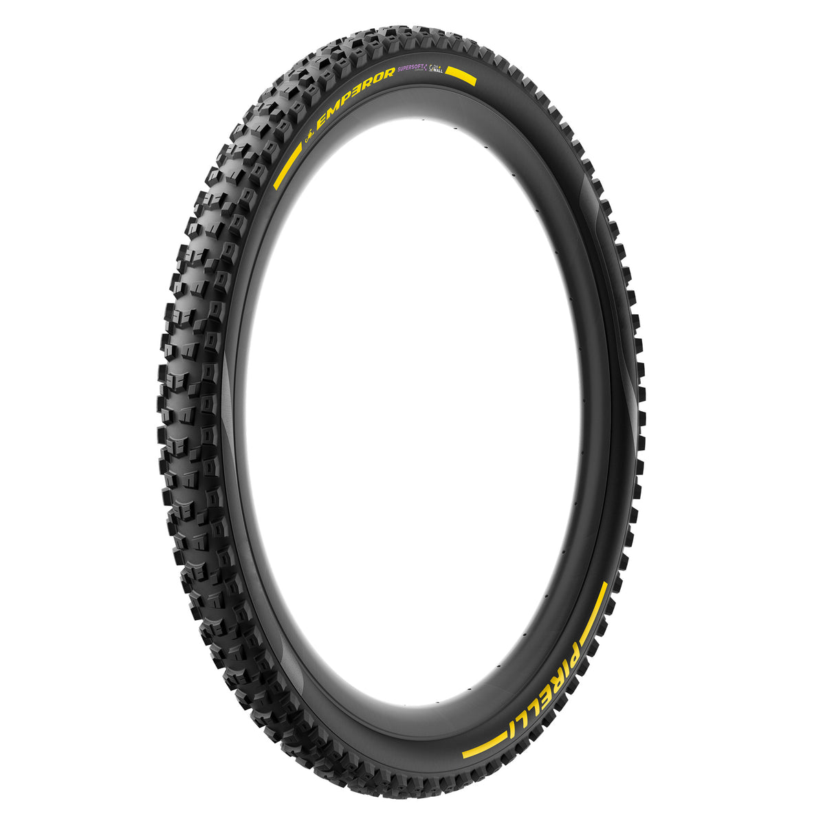 Cubierta PIRELLI SCORPION EMPEROR 27.5x2.40 Supersoft DH+Wall Tubeless Ready de aro flexible negro/amarillo Team Edition