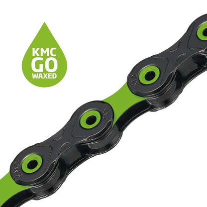 Cadena 12V KMC DLC12 Waxed Negro/Verde Ciré