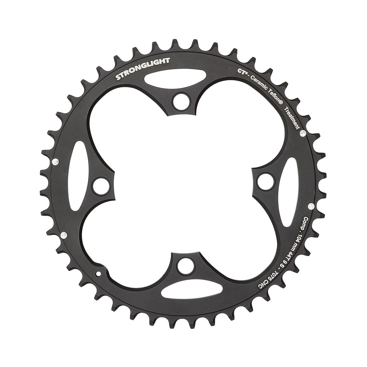 Plato exterior STRONGLIGHT CT² de 9 velocidades, 4 agujeros, 104 mm — vista del plato sobre fondo blanco
